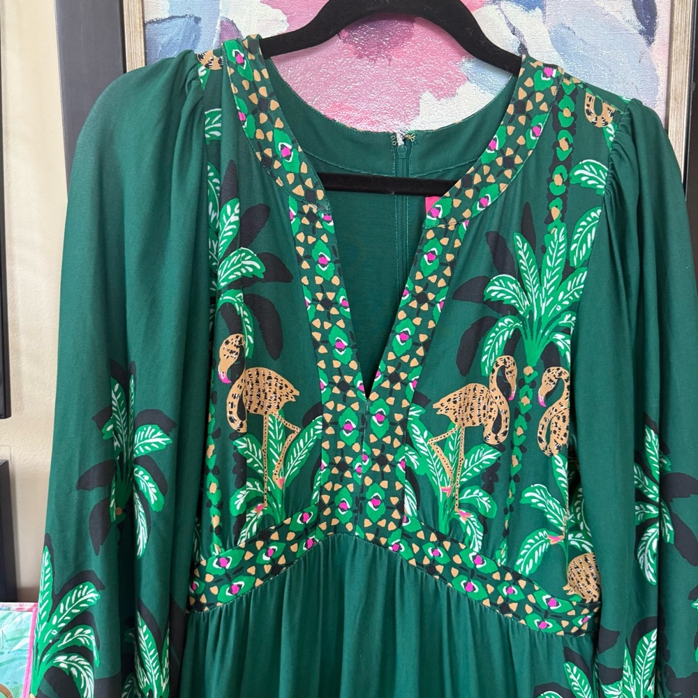 NWOT 🦄 Lilly Pulitzer Wexlee Long Sleeve Maxi Dress Evergreen Stir It Up Size 10 - Picture 5 of 10